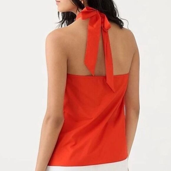 NWT J Crew Twist Front Poplin Halter top in drapey crepe size M - Picture 2 of 10